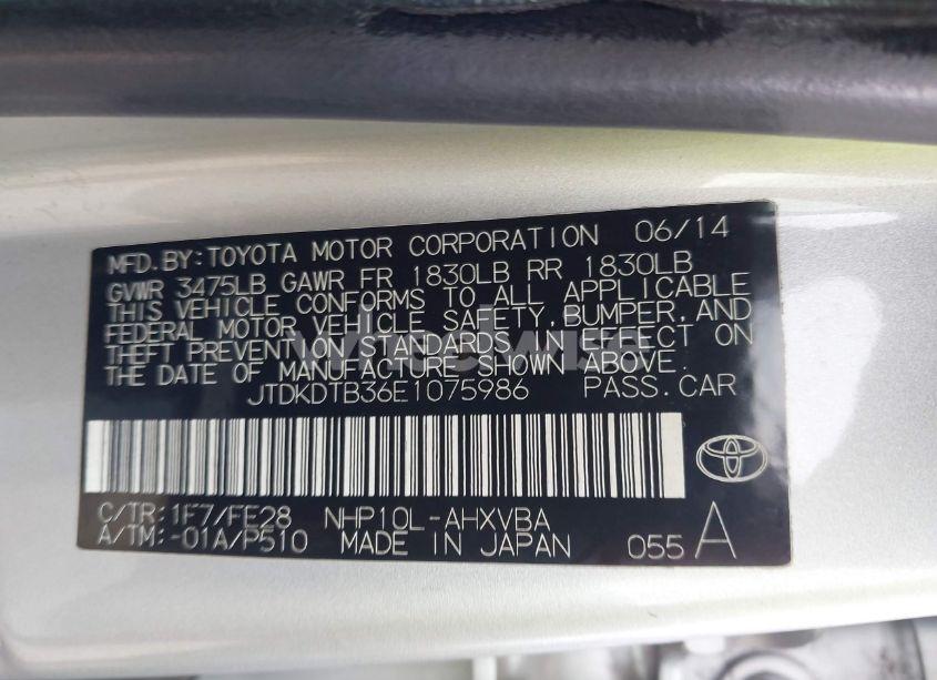 Photo 9 of 2014 Toyota Prius C ONE (VIN JTDKDTB36E1075986)