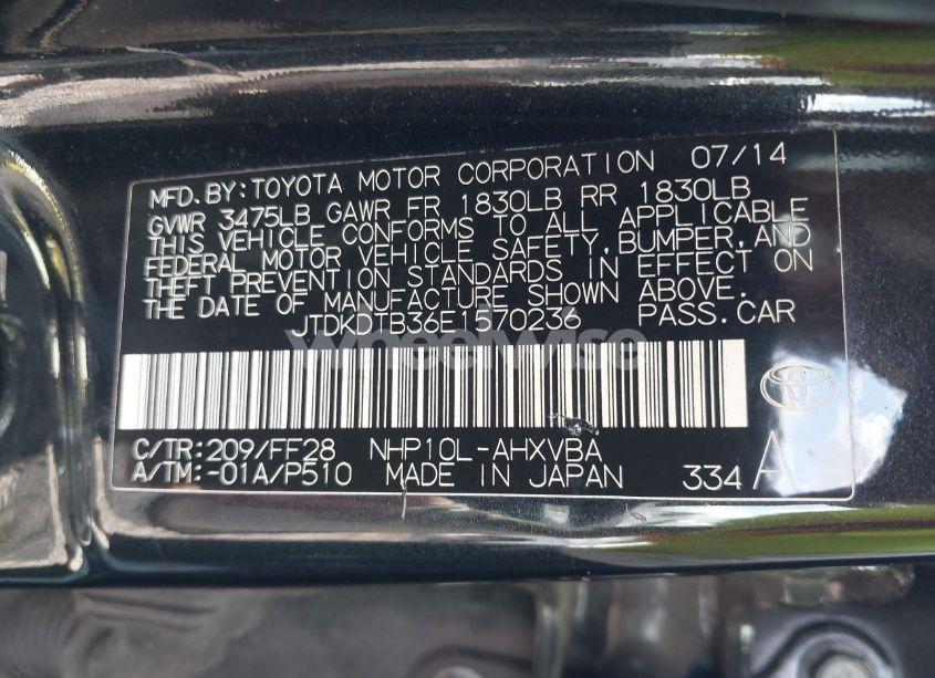 Photo 9 of 2014 Toyota Prius C TWO (VIN JTDKDTB36E1570236)