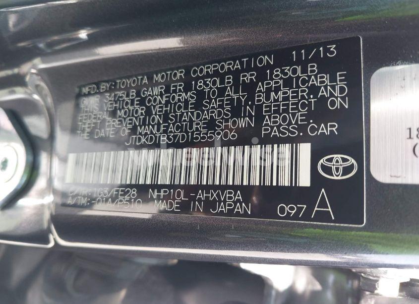 Photo 9 of 2013 Toyota Prius C ONE (VIN JTDKDTB37D1555906)