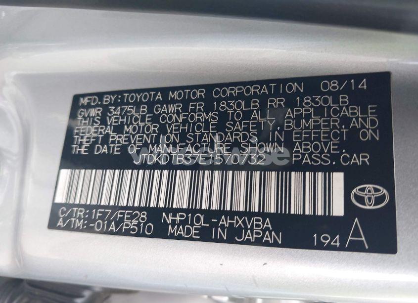 Photo 9 of 2014 Toyota Prius C ONE (VIN JTDKDTB37E1570732)