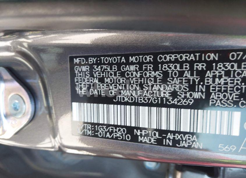 Photo 9 of 2016 Toyota Prius C ONE (VIN JTDKDTB37G1134269)