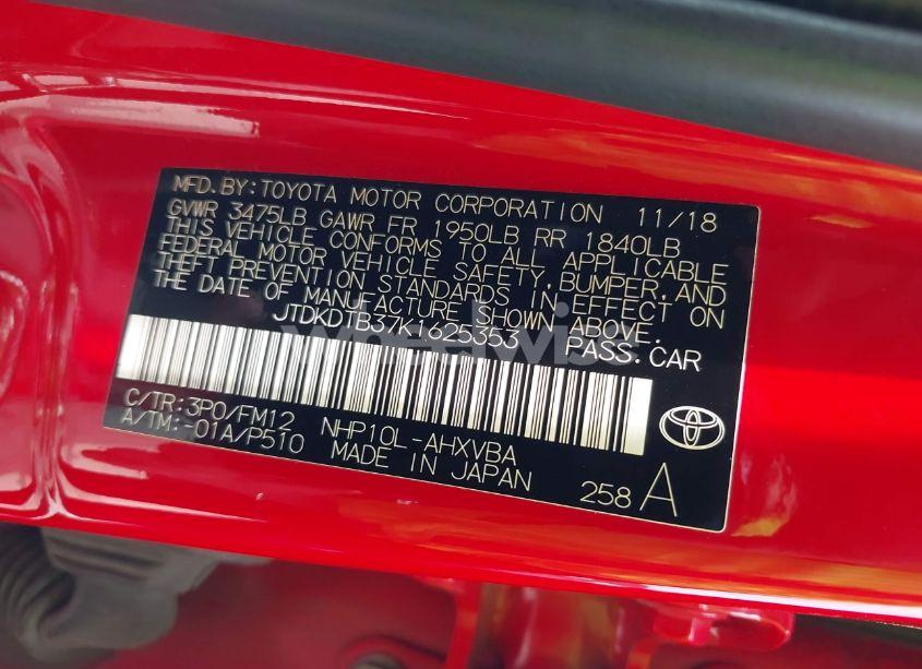 Photo 9 of 2019 Toyota Prius C L (VIN JTDKDTB37K1625353)