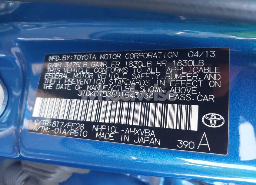 Photo 9 of 2013 Toyota Prius C TWO (VIN JTDKDTB38D1543134)