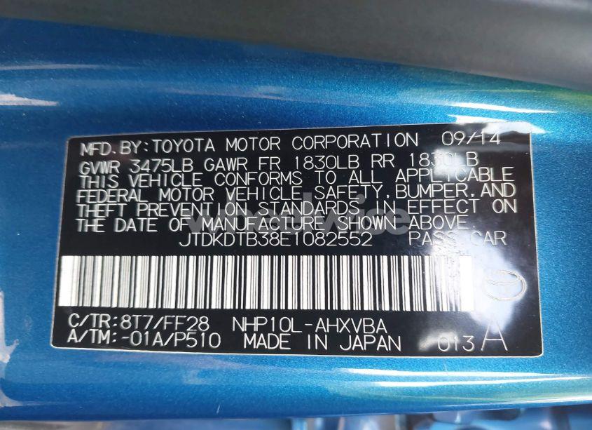 Photo 9 of 2014 Toyota Prius C TWO (VIN JTDKDTB38E1082552)
