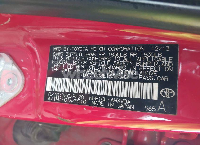 Photo 9 of 2014 Toyota Prius C TWO (VIN JTDKDTB38E1558542)