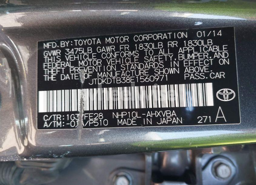 Photo 9 of 2014 Toyota Prius C ONE (VIN JTDKDTB38E1560971)