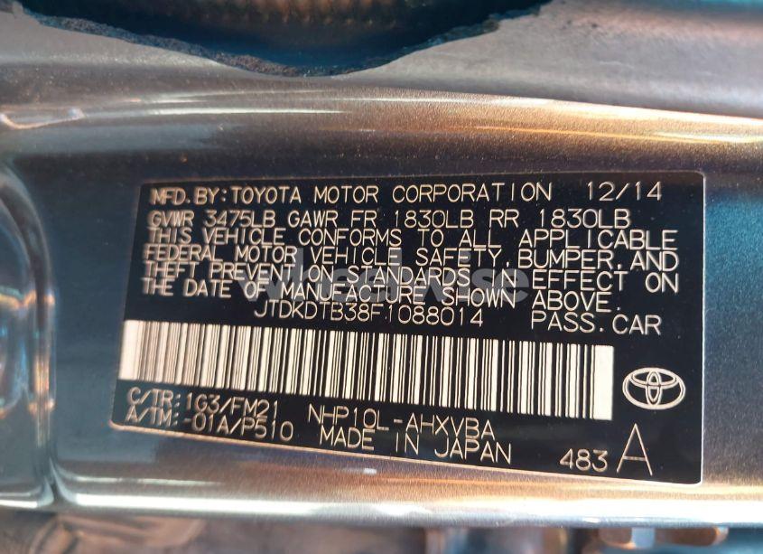 Photo 9 of 2015 Toyota Prius C TWO (VIN JTDKDTB38F1088014)