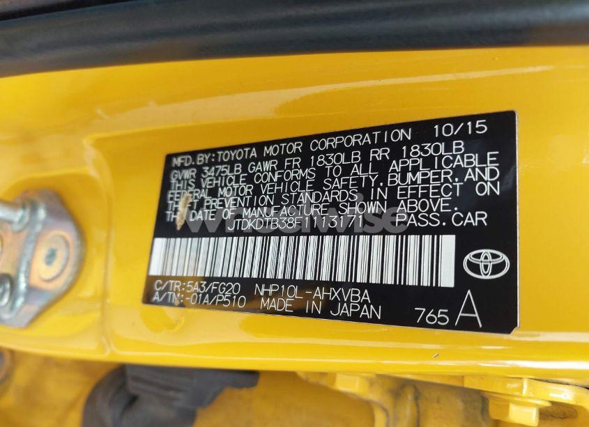 Photo 9 of 2015 Toyota Prius C TWO (VIN JTDKDTB38F1113171)