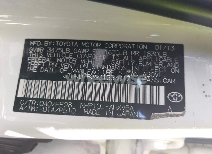 Photo 9 of 2013 Toyota Prius C TWO (VIN JTDKDTB39D1533017)