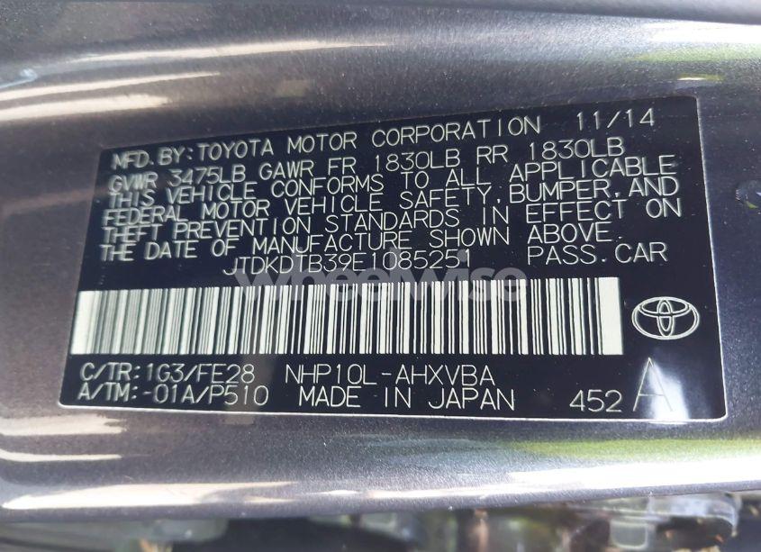 Photo 9 of 2014 Toyota Prius C ONE (VIN JTDKDTB39E1085251)