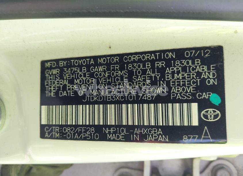 Photo 9 of 2012 Toyota Prius C THREE (VIN JTDKDTB3XC1017487)