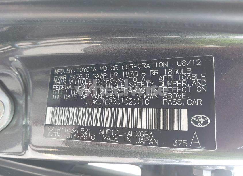 Photo 9 of 2012 Toyota Prius C FOUR (VIN JTDKDTB3XC1020910)