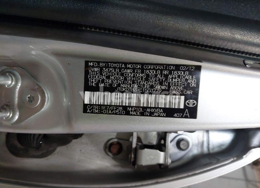 Photo 9 of 2012 Toyota Prius C TWO (VIN JTDKDTB3XC1503779)