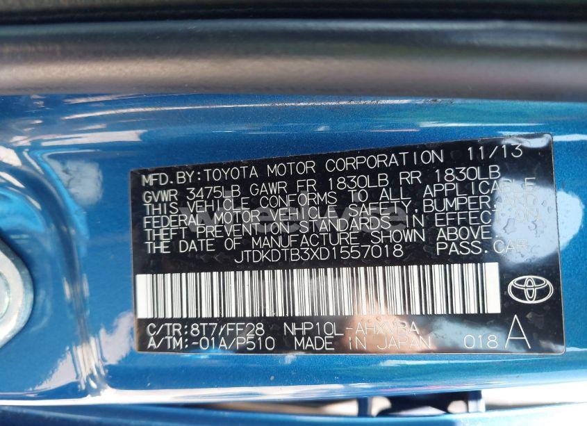 Photo 9 of 2013 Toyota Prius C TWO (VIN JTDKDTB3XD1557018)
