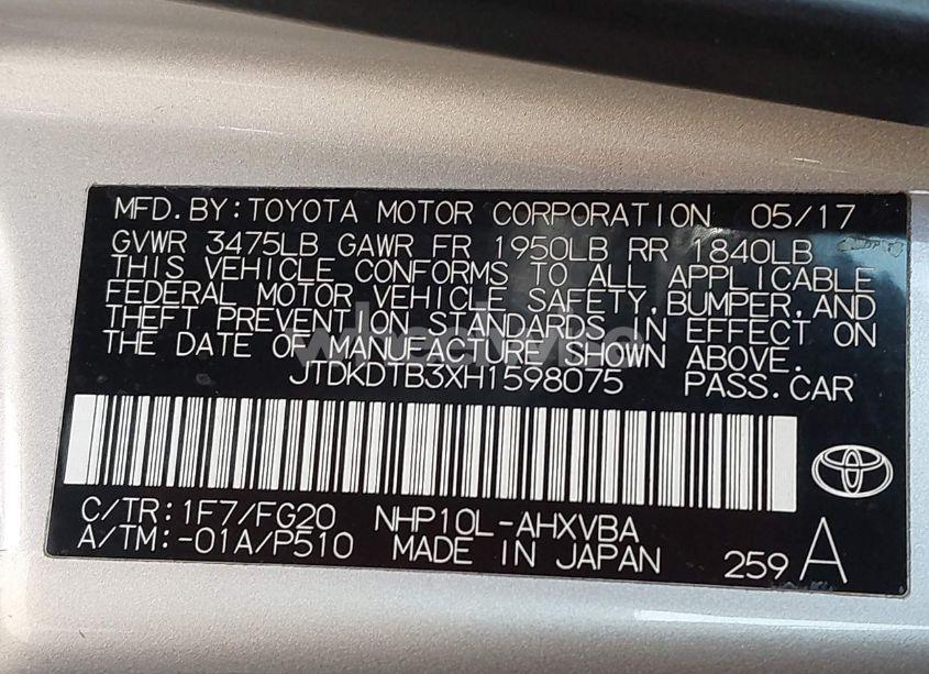 Photo 9 of 2017 Toyota Prius C TWO (VIN JTDKDTB3XH1598075)