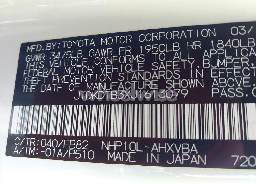 Photo 9 of 2018 Toyota Prius C TWO (VIN JTDKDTB3XJ1613079)