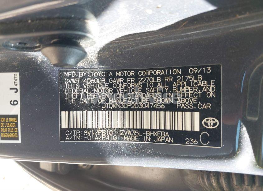 Photo 9 of 2013 Toyota Prius PLUG-IN (VIN JTDKN3DP2D3047456)