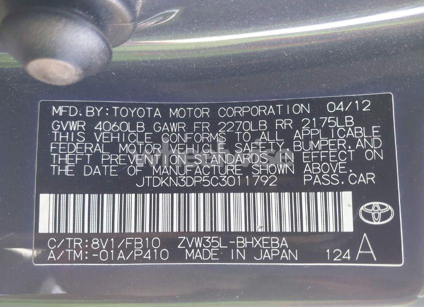 Photo 9 of 2012 Toyota Prius PLUG-IN (VIN JTDKN3DP5C3011792)