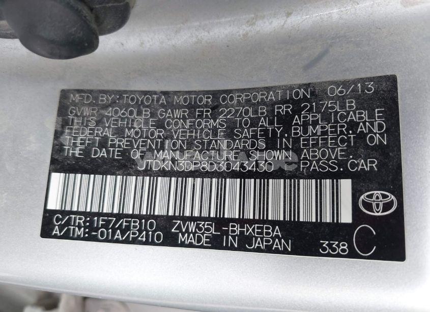 Photo 9 of 2013 Toyota Prius PLUG-IN (VIN JTDKN3DP8D3043430)