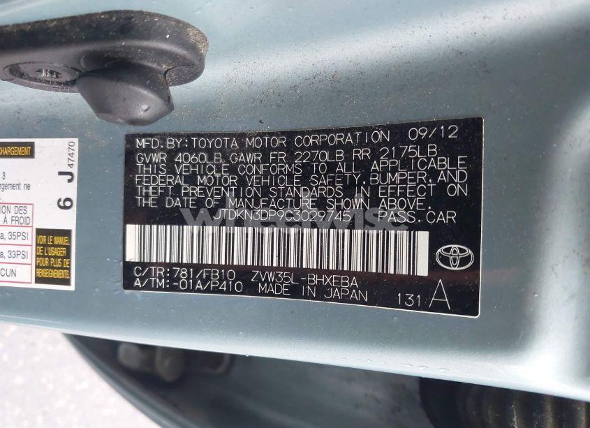 Photo 9 of 2012 Toyota Prius PLUG-IN (VIN JTDKN3DP9C3029745)