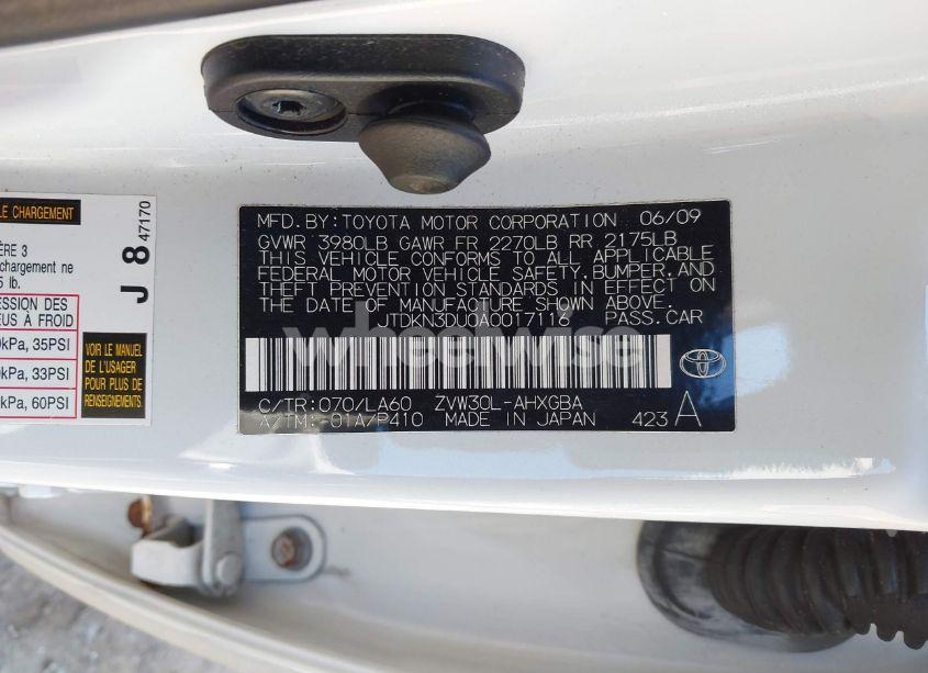 Photo 9 of 2010 Toyota Prius IV (VIN JTDKN3DU0A0017116)