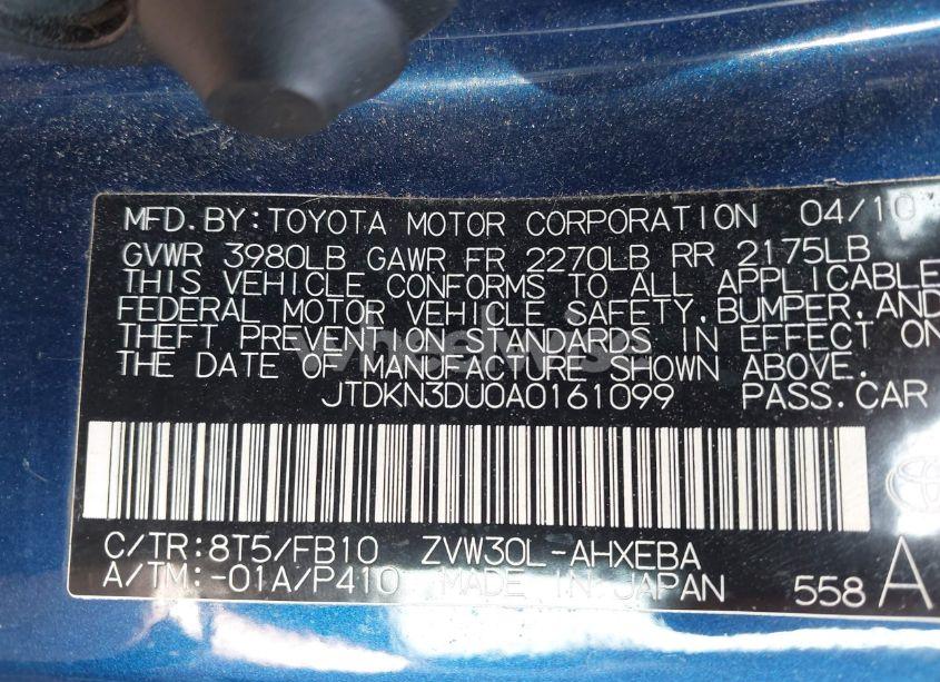 Photo 9 of 2010 Toyota Prius II (VIN JTDKN3DU0A0161099)