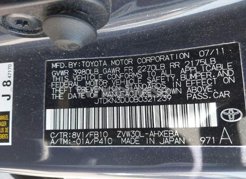 Photo 9 of 2011 Toyota Prius TWO (VIN JTDKN3DU0B0321239)