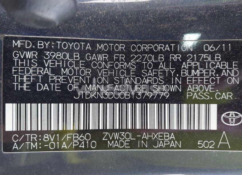 Photo 9 of 2011 Toyota Prius TWO (VIN JTDKN3DU0B1379779)
