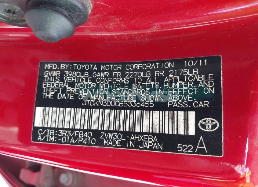 Photo 9 of 2011 Toyota Prius THREE (VIN JTDKN3DU0B5336455)