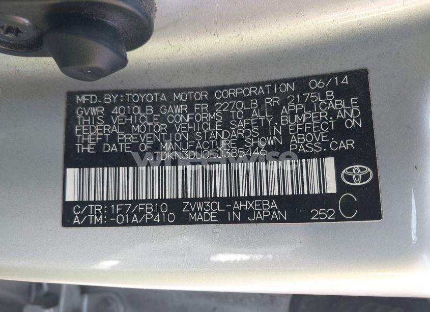 Photo 9 of 2014 Toyota Prius TWO (VIN JTDKN3DU0E0385446)