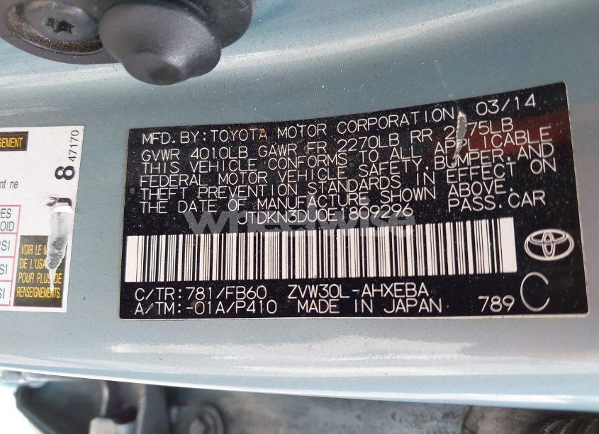 Photo 9 of 2014 Toyota Prius THREE (VIN JTDKN3DU0E1809296)