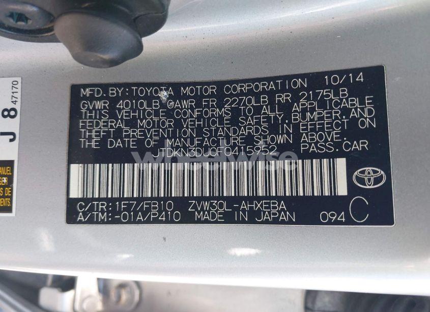 Photo 9 of 2015 Toyota Prius TWO (VIN JTDKN3DU0F0415952)