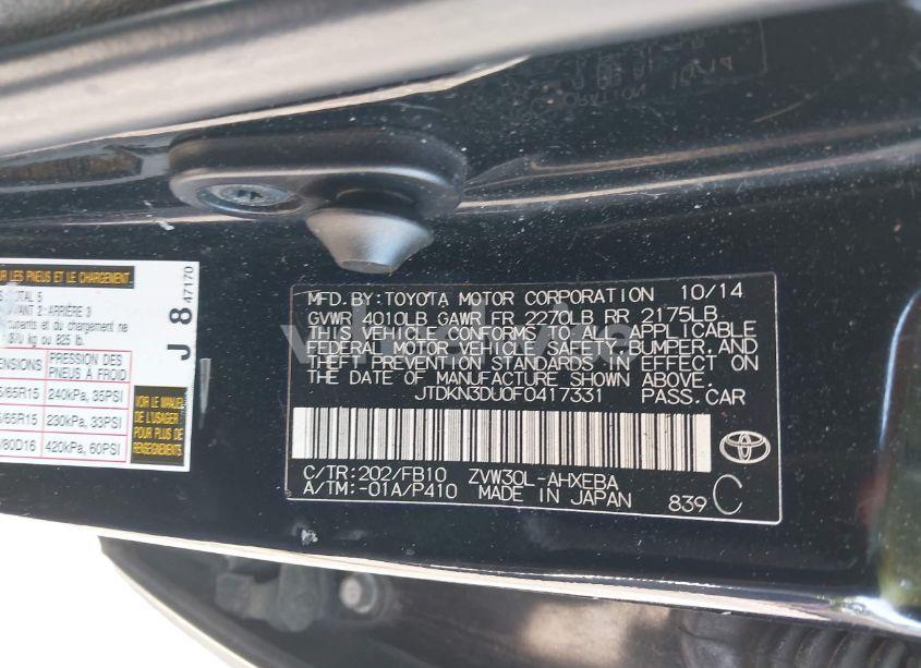 Photo 9 of 2015 Toyota Prius TWO (VIN JTDKN3DU0F0417331)