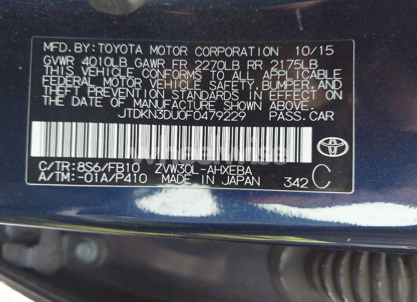 Photo 9 of 2015 Toyota Prius TWO (VIN JTDKN3DU0F0479229)