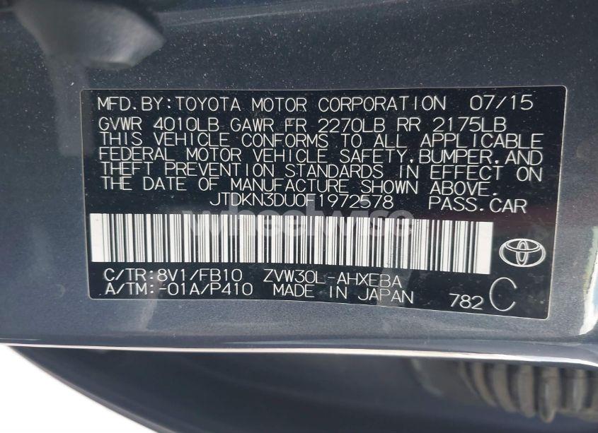 Photo 9 of 2015 Toyota Prius TWO (VIN JTDKN3DU0F1972578)