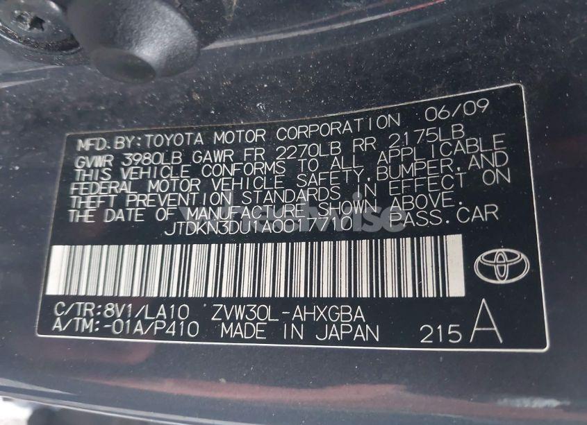 Photo 9 of 2010 Toyota Prius IV (VIN JTDKN3DU1A0017710)