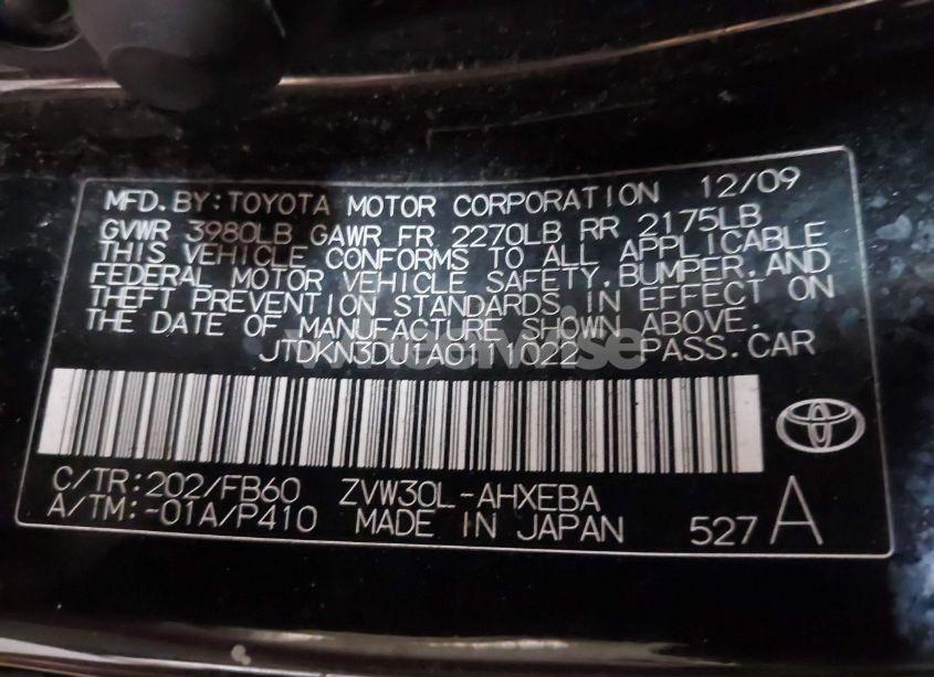 Photo 9 of 2010 Toyota Prius I/II/III/IV/V (VIN JTDKN3DU1A0111022)