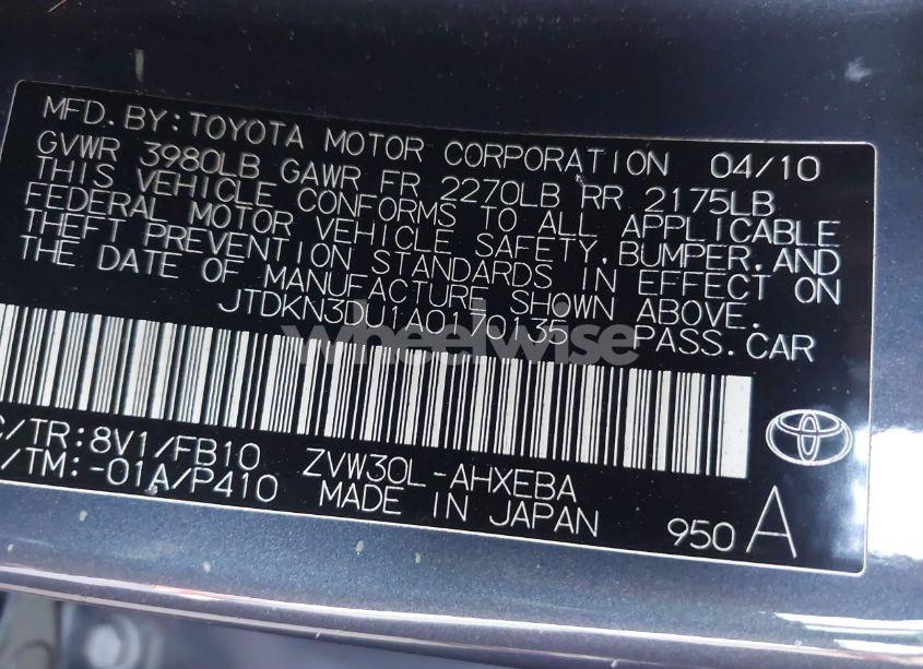 Photo 9 of 2010 Toyota Prius II (VIN JTDKN3DU1A0170135)