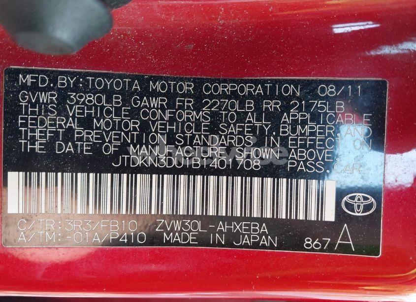 Photo 9 of 2011 Toyota Prius TWO (VIN JTDKN3DU1B1401708)