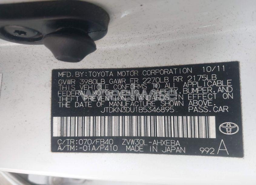 Photo 9 of 2011 Toyota Prius THREE (VIN JTDKN3DU1B5346895)