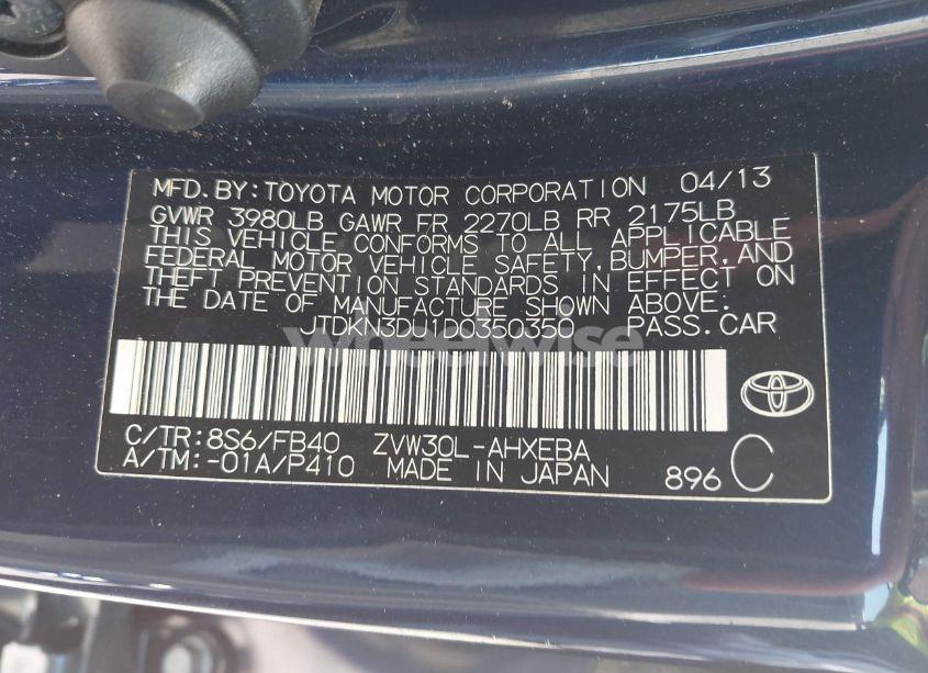 Photo 9 of 2013 Toyota Prius THREE (VIN JTDKN3DU1D0350350)
