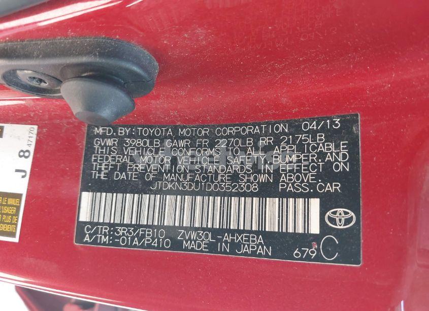 Photo 9 of 2013 Toyota Prius TWO (VIN JTDKN3DU1D0352308)