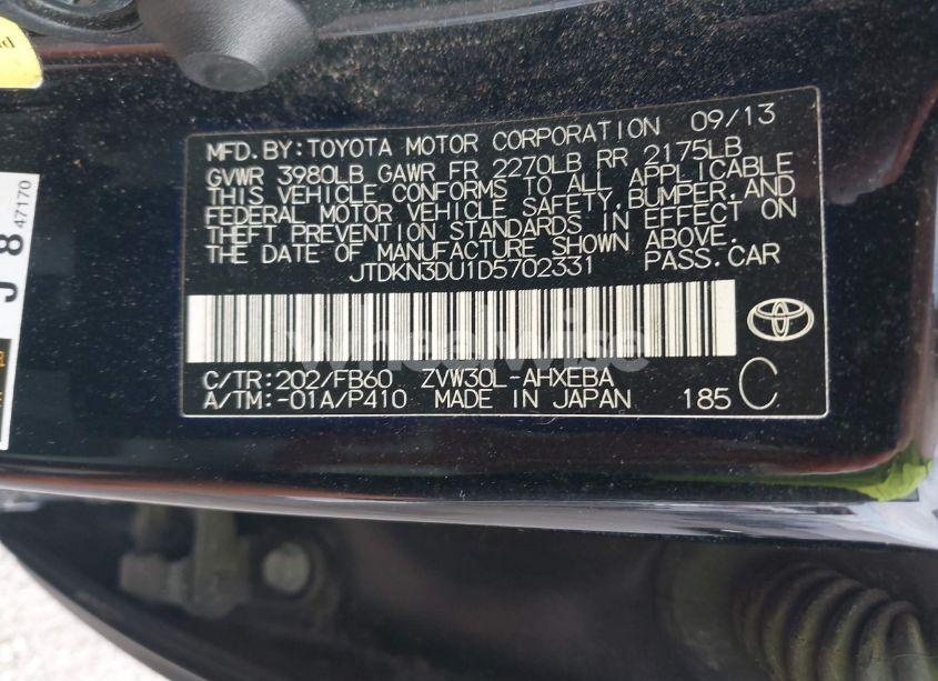 Photo 9 of 2013 Toyota Prius TWO (VIN JTDKN3DU1D5702331)