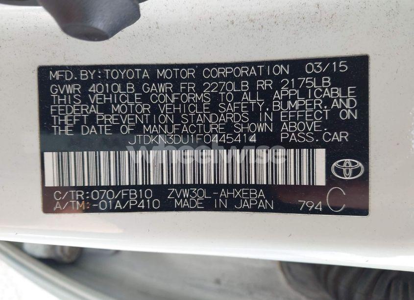 Photo 9 of 2015 Toyota Prius FIVE/FOUR/PERSONA SERIES SPECIAL EDITION/THREE/TWO (VIN JTDKN3DU1F0445414)