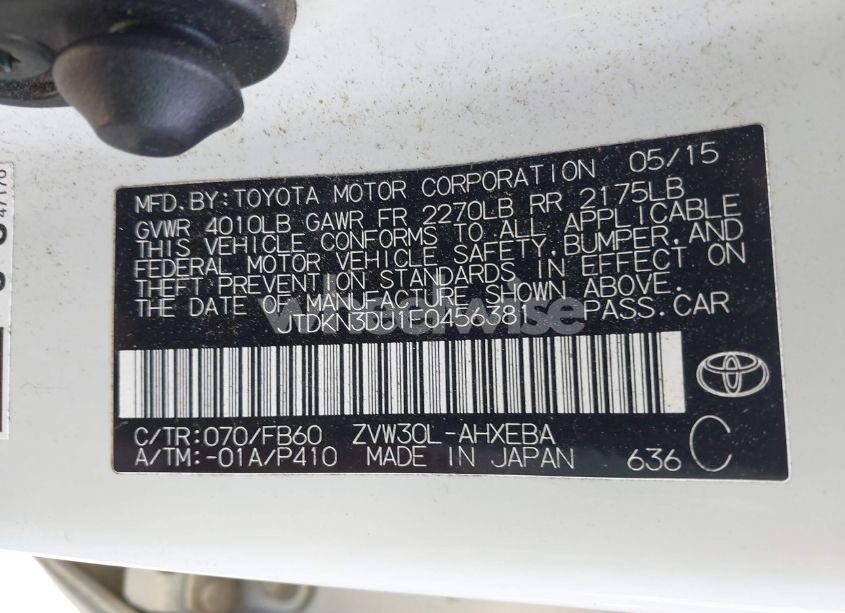 Photo 9 of 2015 Toyota Prius TWO (VIN JTDKN3DU1F0456381)