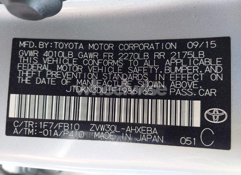 Photo 9 of 2015 Toyota Prius TWO (VIN JTDKN3DU1F1986165)