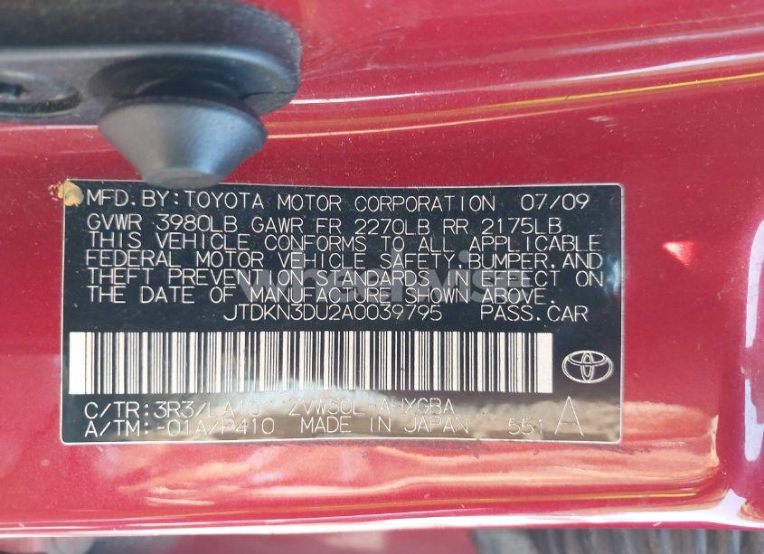 Photo 9 of 2010 Toyota Prius IV (VIN JTDKN3DU2A0039795)