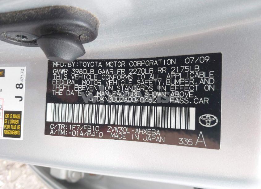 Photo 9 of 2010 Toyota Prius I/II/III/IV/V (VIN JTDKN3DU2A0040462)