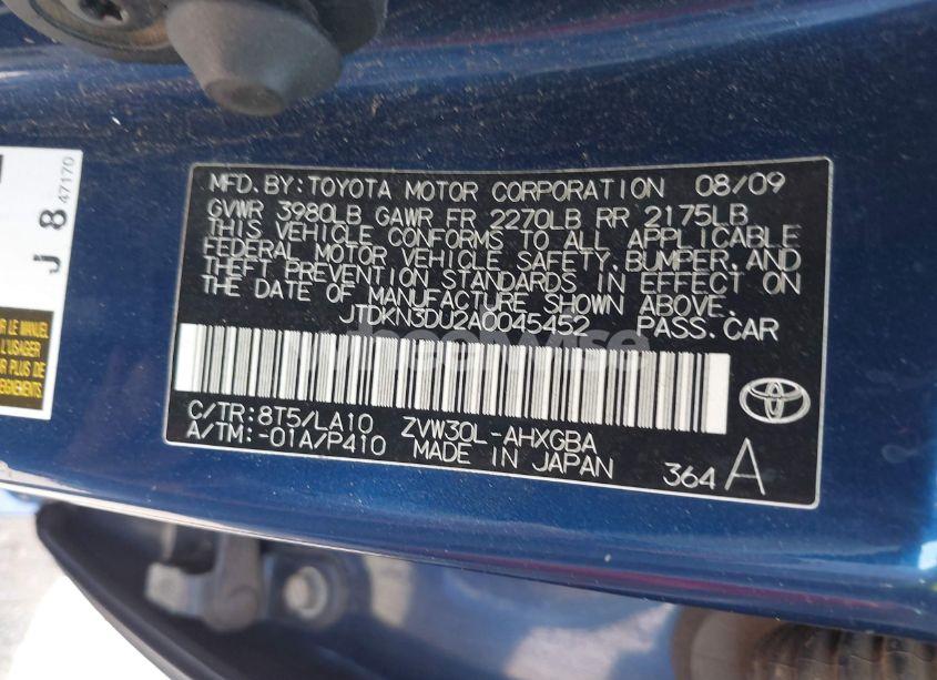 Photo 9 of 2010 Toyota Prius IV (VIN JTDKN3DU2A0045452)