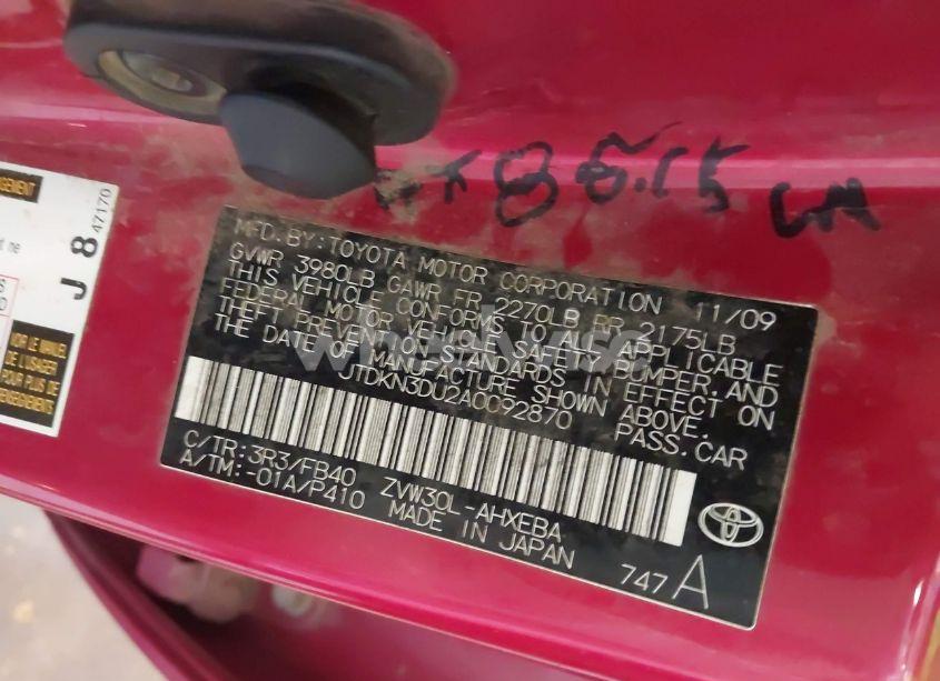 Photo 9 of 2010 Toyota Prius II (VIN JTDKN3DU2A0092870)